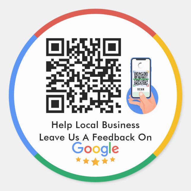 Adesivo Análises do Google | Ajuda Local Empresa QR Classe (Frente)