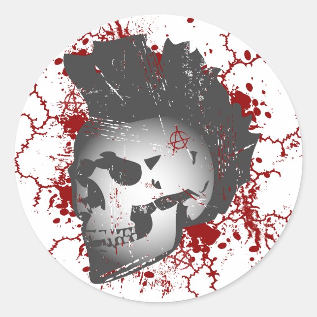 Adesivo Anarchy Mohawk Skull Stickers (Frente)