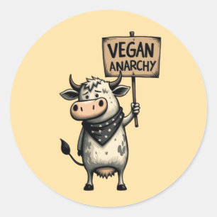 Adesivo Anarquia Vegana – Vaca Rebelde em Protesto