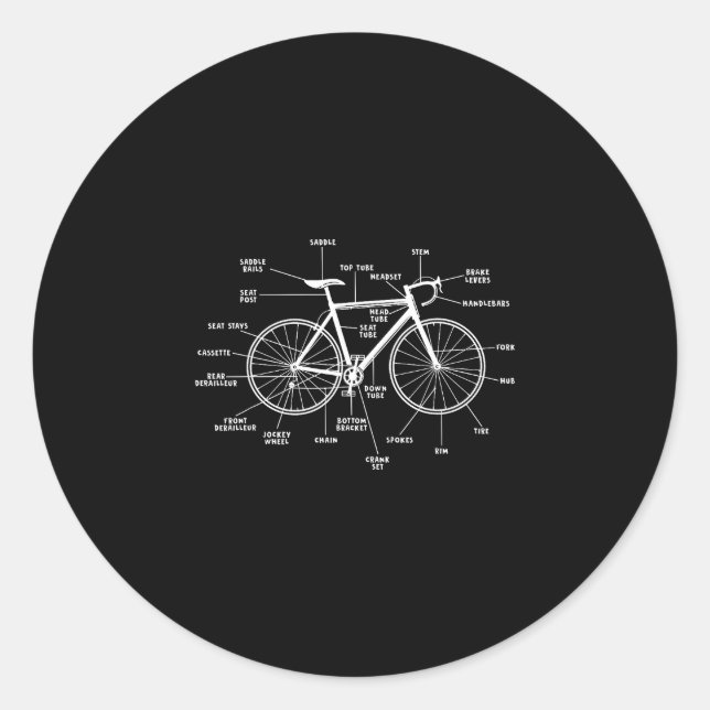 Adesivo Anatomia de bicicleta - partes engraçadas de bicic (Frente)
