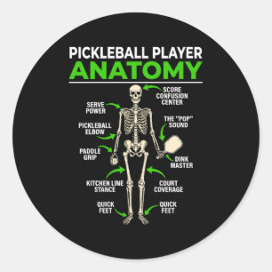 Adesivo Anatomia de jogador de pickleball engraçado dink p