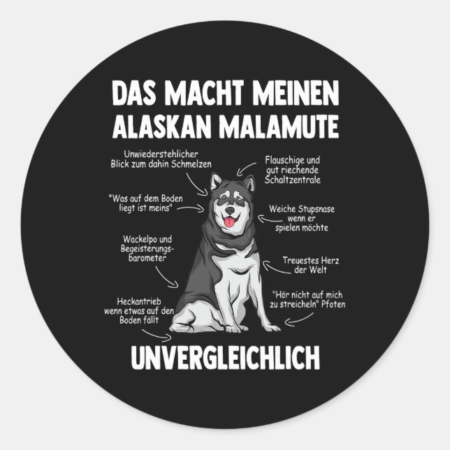 Adesivo Anatomia de Malamute no Cão do Alasca (Frente)