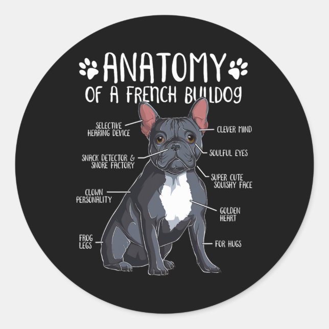 Adesivo Anatomia do Bulldog Francês Cachorro Francês Propr (Frente)