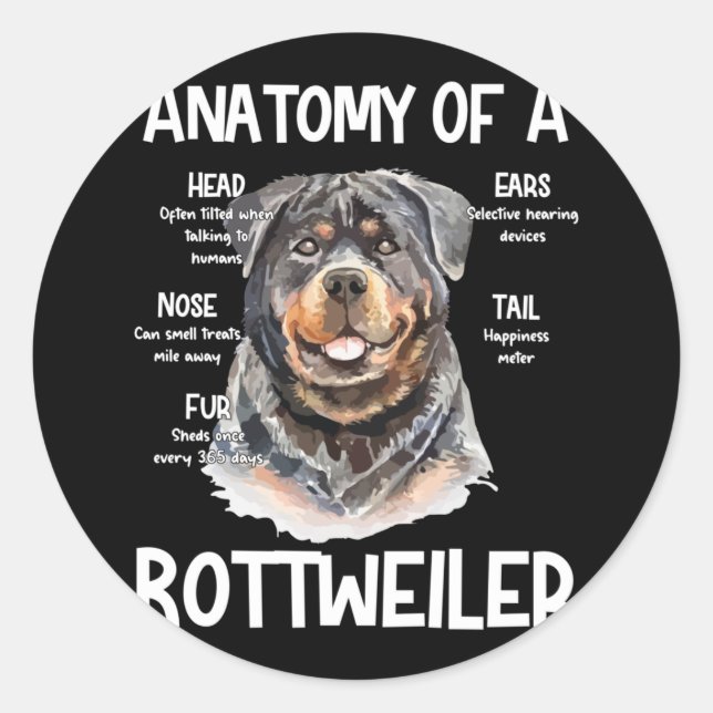 Adesivo Anatomy Of A Rottweiler For Dog Lovers (Frente)