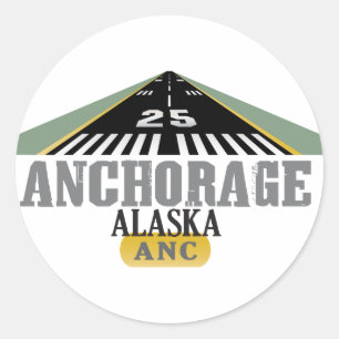 Adesivo Anchorage Alaska - pista de decolagem do aeroporto