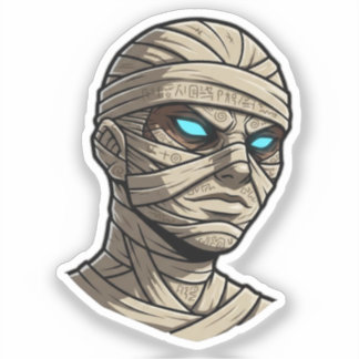 Adesivo Ancient Mummy Head - Glowing Blue Eyes Vector Art