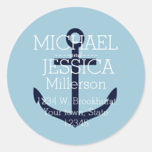 Adesivo Âncora azul endereço personalizado