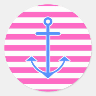 Adesivo Âncora azul náutica cor-de-rosa