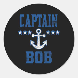 Adesivo Âncora Azul Vintage Personalizada do Capitão Bob E