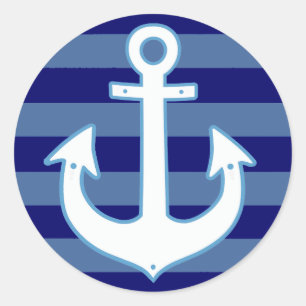 Adesivo âncora branca do marinho & listras azuis