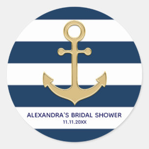 Adesivo Âncora branca do ouro das listras dos azuis