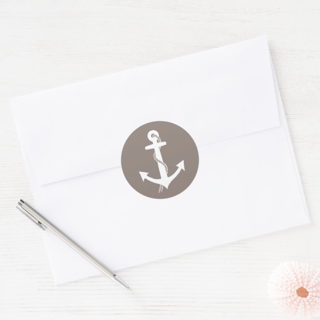 Adesivo Âncora Clássica Náutica Bege e Branco (Envelope)