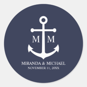 Adesivo Âncora de Casamento Azul Marinho Náutico