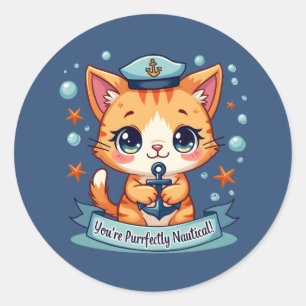 Adesivo Âncora de Navegação Gato Kawaii Trocadilho