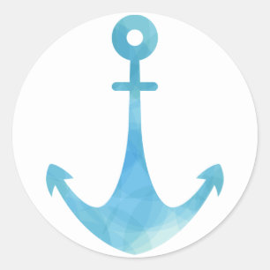 Adesivo Âncora de Navio Aquarela Náutica Azul Turquesa