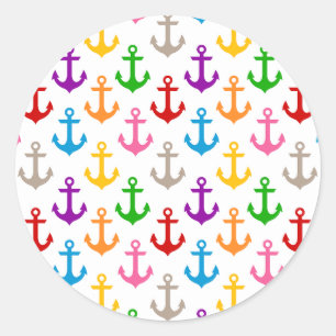 Adesivo Âncora de Navio Design Colorido Branco