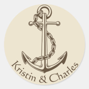 Adesivo Âncora de Navio Vintage Personalizada Casamento Ná