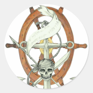 Adesivo Âncora do navio pirata do crânio