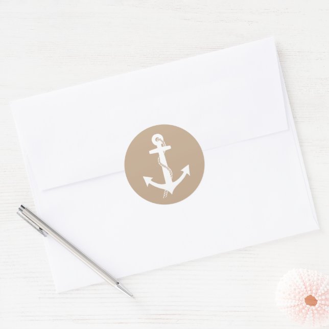 Adesivo Âncora Elegante Bege e Branco Neutro  (Envelope)