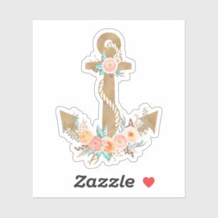 Adesivo Âncora floral da aguarela náutica