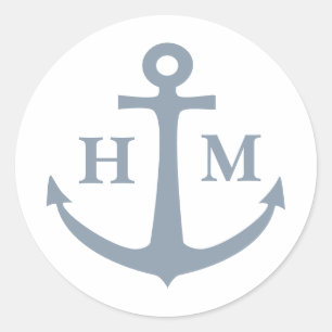 Adesivo Âncora Monograma Azul Marinho Empoeirado
