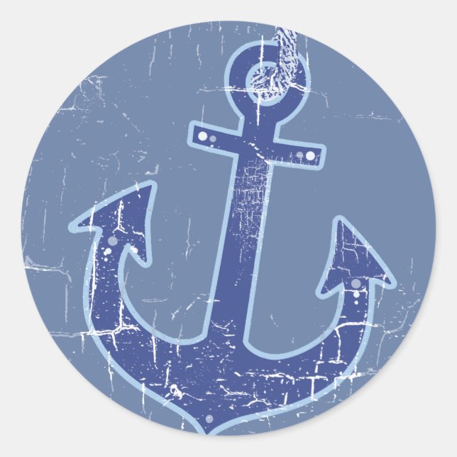 Adesivo âncora náutica azul do marinheiro (Frente)