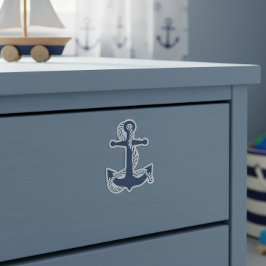 Adesivo Âncora Náutica & Corda Azul Marinho Branco ID836