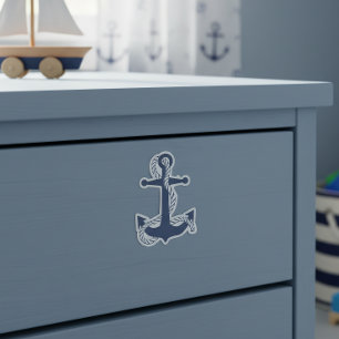 Adesivo Âncora Náutica & Corda Azul Marinho Branco ID836