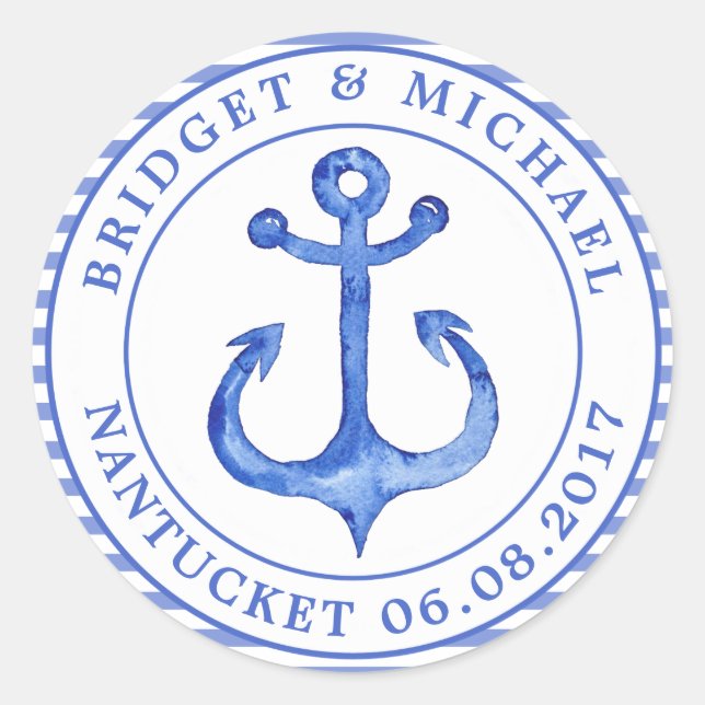 Adesivo Âncora Náutica - Marinho Azul Frisado Personalizad (Frente)