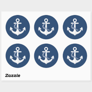 Adesivo Âncora Símbolo Náutico Clássico Branco Azul Marinh
