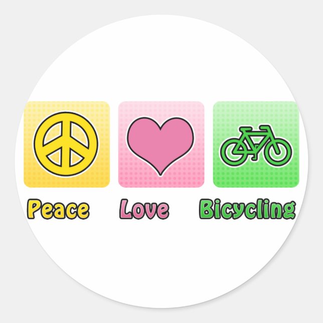 Adesivo Andando de bicicleta Peace Love (Frente)