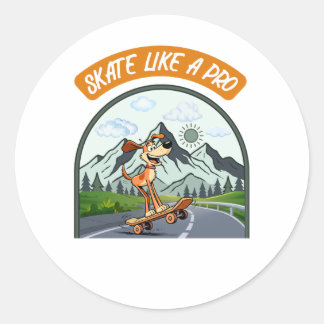 Adesivo Andar de Skate Como um Profissional Cachorro Fofo