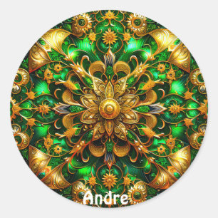 Adesivo ANDRE ~ Verde brilhante e Dourado Natal ~