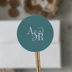 Adesivo ANDREA Azul Escuro Moderno Monograma de Casamento 