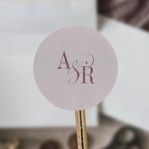 Adesivo ANDREA Borgonha Rosa Simples Monograma de Casament