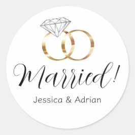 Adesivo Anéis de Casamento com Diamante Branco Casado Pers