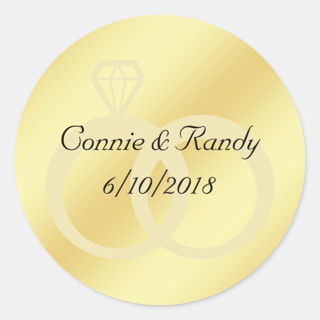 Adesivo Anéis de Casamento com Pau Dourado Monograma (Frente)