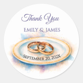 Adesivo Anéis de Casamento de Rosa de Ouro de Aquarela Ele