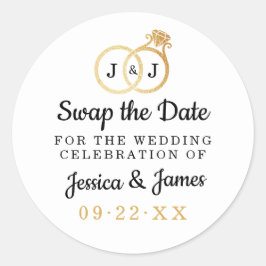 Adesivo Anéis De Casamento Do Monograma Chic Salve Ou Troq