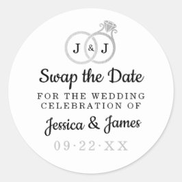 Adesivo Anéis De Casamento Do Monograma Chic Salve Ou Troq