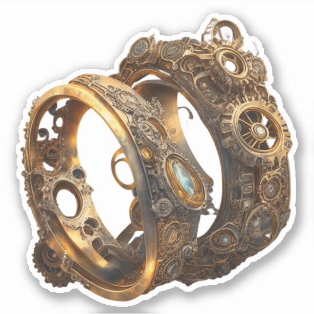 Adesivo Anéis de Casamento Steampunk (Frente)