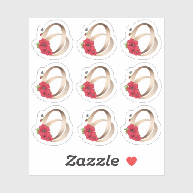 Adesivo Anéis de casamentos, anéis, ouro, amor, colheita (Folha)