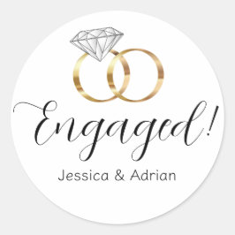 Adesivo Anéis de Noivado de Diamante Branco Personalizados