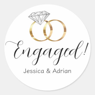 Adesivo Anéis de Noivado de Diamante Branco Personalizados