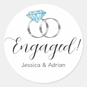 Adesivo Anéis de Noivado Personalizados com Diamante Azul