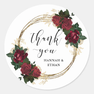 Adesivo Anéis Dourados e obrigado das rosas vermelhas  