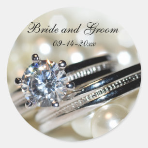 Adesivo Anéis e pérolas brancas que Wedding selos do