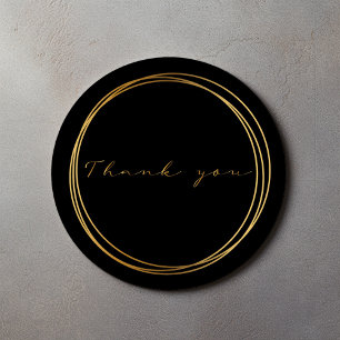 Adesivo Anéis Preto e Dourado Obrigado Moderno Elegante