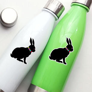 Adesivo Anel de Coelho de Silhueta Preta primavera de Flor