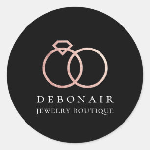 Adesivo Anel de Logotipo de Ouro Rosa Elegante Personaliza